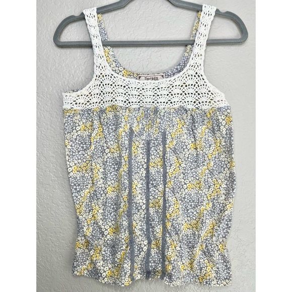 Vintage Y2K Gray & Yellow Floral Peplum Tank Top Decree GUC Womens Size M - Picture 9 of 9
